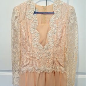 Vintage Scott McClintock Lace Bodice Chiffon Skirt Tea‎ Length Dress Size 4